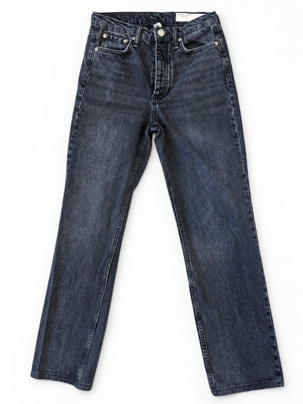 rag & bone Alex High-Rise Straight Jeans Size 25 Dekalb Black 100% Cotton